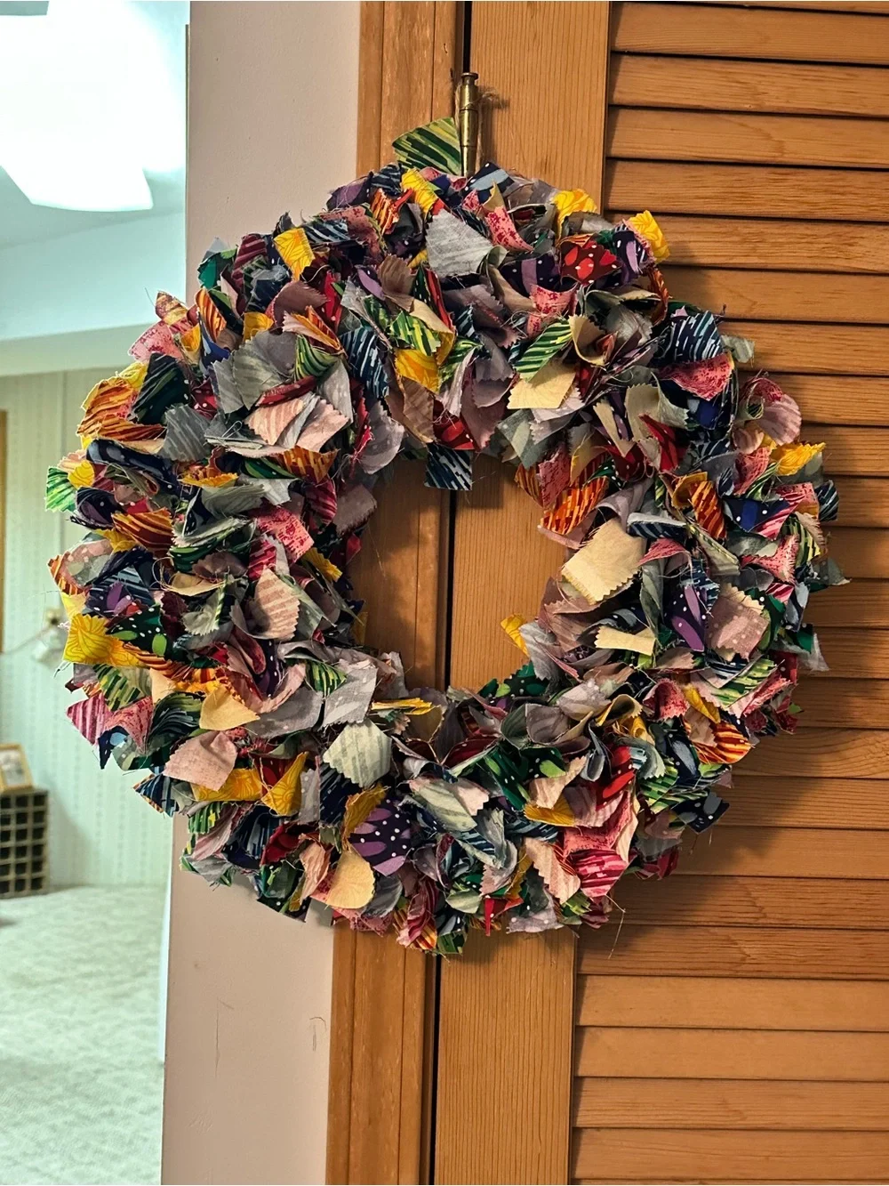 Hand Crafted Multicolor Holiday Fabric Wreath